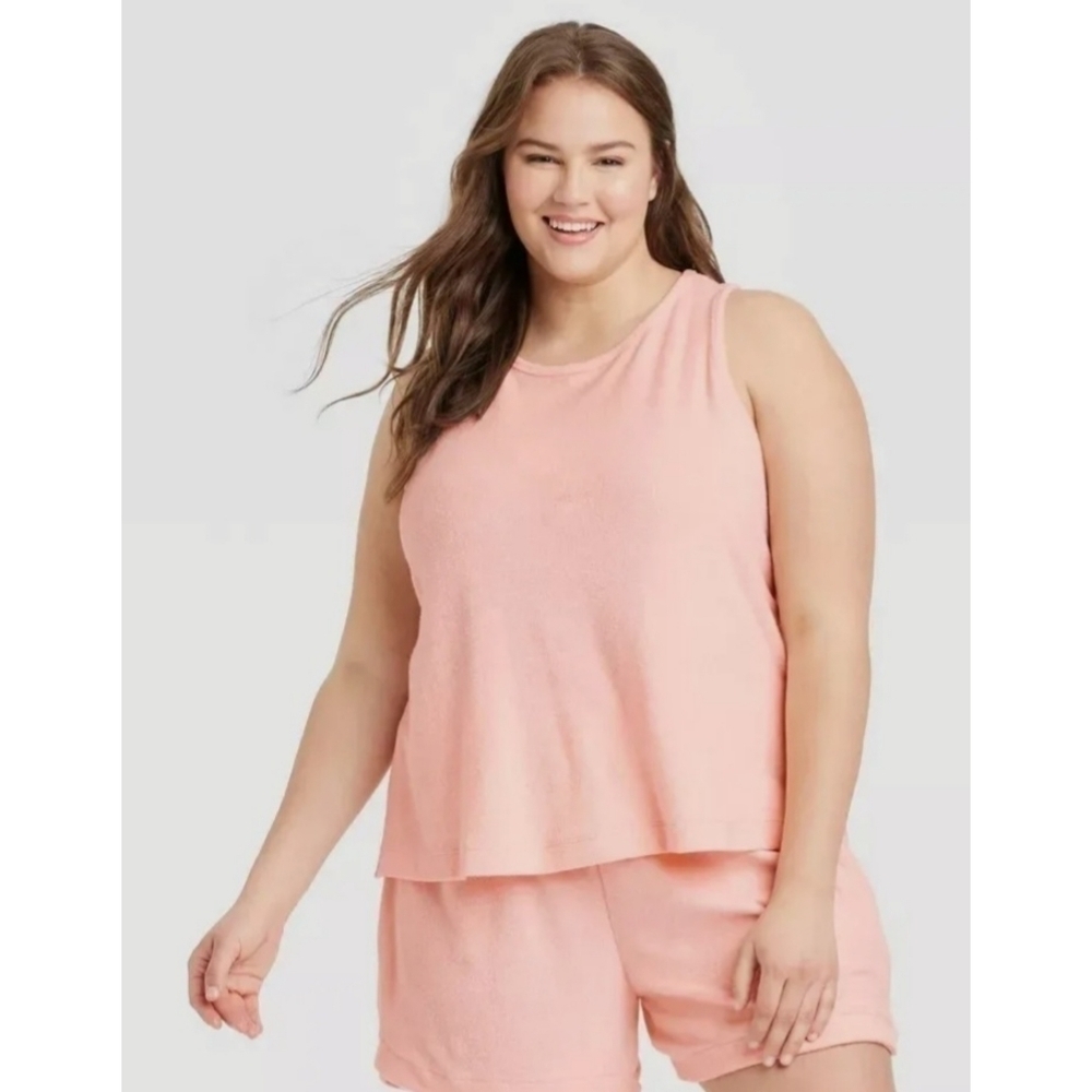 NEW A New Day Coral Terry Tank Top